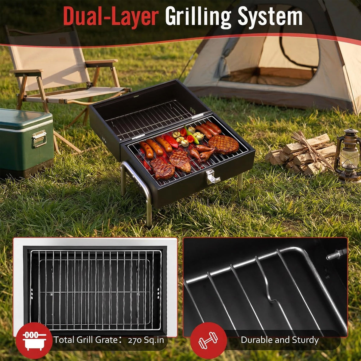 SUNLIFER 270 sq.in total surface enables cooking for small groups.