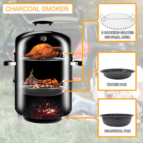 SUNLIFER two cooking racks support slow smoking and grilling options.