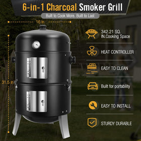 SUNLIFER vertical smoker 4in1 design enables versatile grilling and smoking