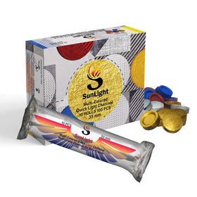 Sunlight Charcoal colors incense tablets showing vibrant hues fading when lit for clean sessions