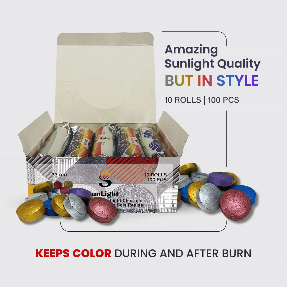 Sunlight Charcoal party incense briquettes ideal for gatherings