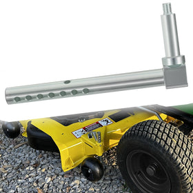 Sunluway AM136327 mower deck gage wheel arm, right-front view, precise alignment support