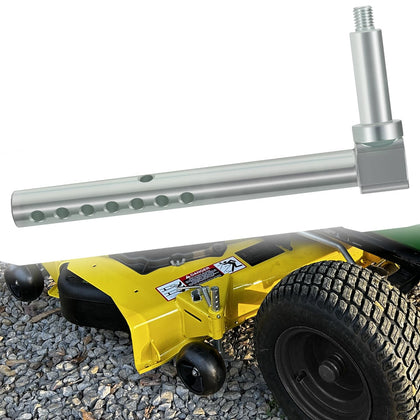 Sunluway AM136327 mower deck gage wheel arm, right-front view, precise alignment support