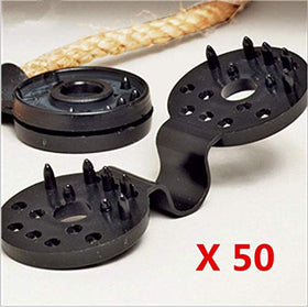SUNNE shade clips on greenhouse net provide secure attachment.