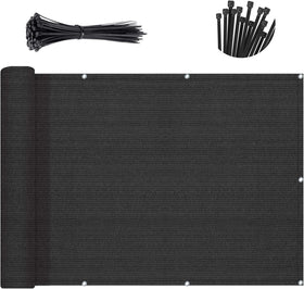 Sunny Guard balcony privacy screen 3x10 black front view showing privacy