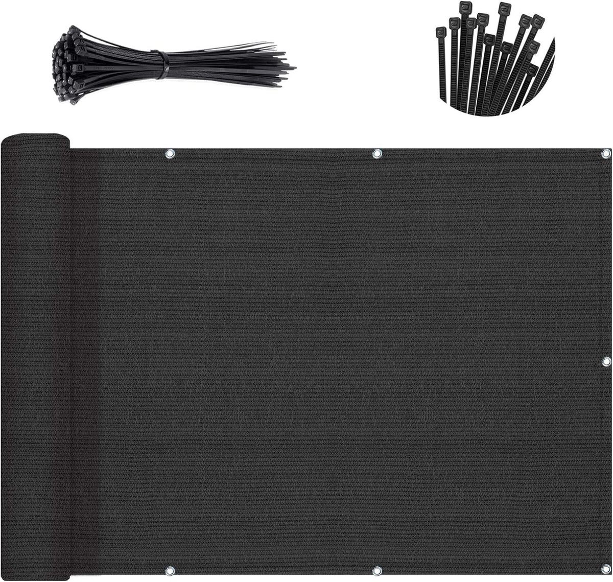 Sunny Guard privacy screen on balcony shows breathable, durable HDPE fabric for fresh air.