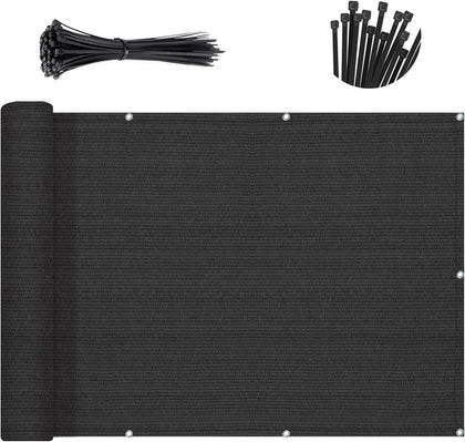 Sunny Guard privacy screen on balcony shows breathable, durable HDPE fabric for fresh air.