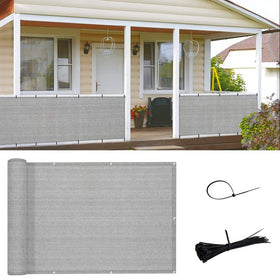 Sunny Guard privacy screen attached to a railing for quick balcony privacy