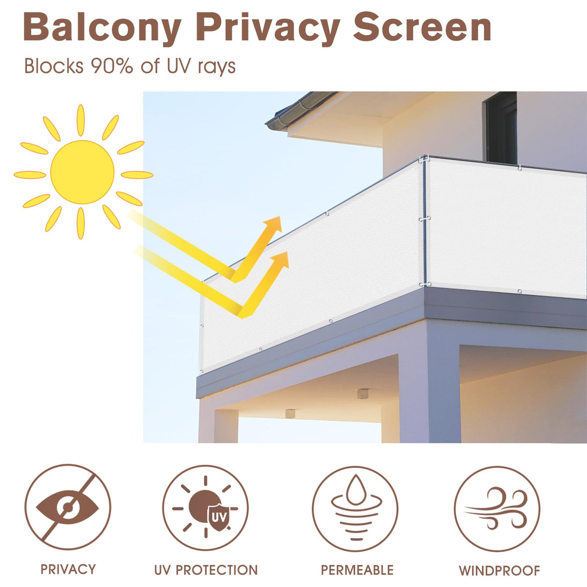 Sunny Guard privacy screen highlights UV protection for outdoor spaces