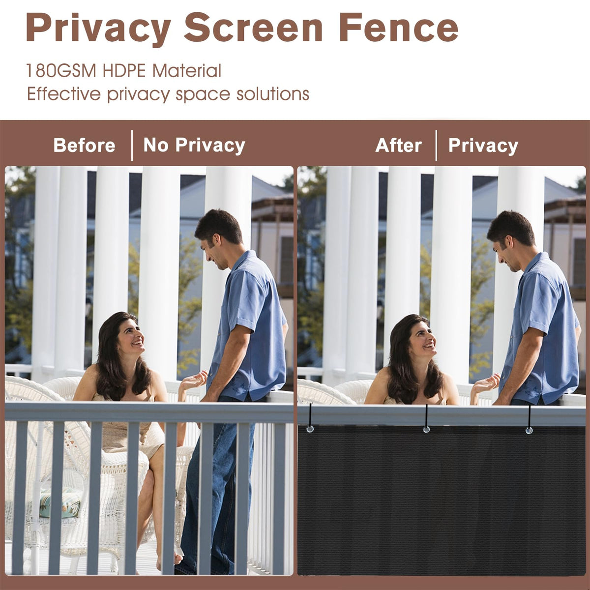 Sunny Guard privacy screen installation with zip ties enables quick, tool-free setup.