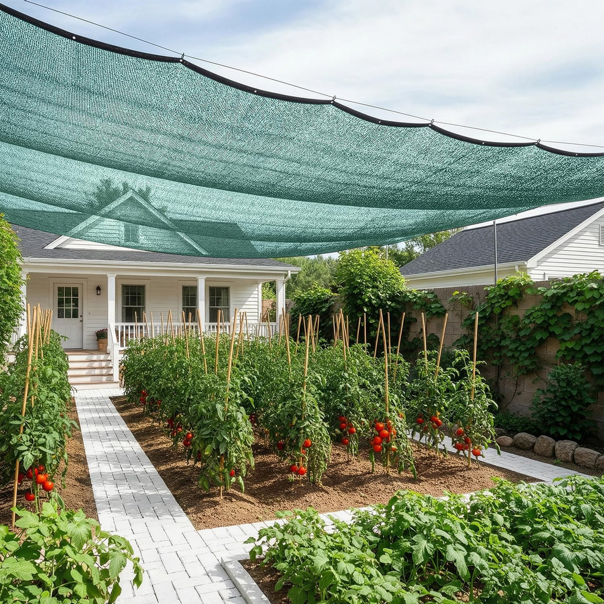 Sunny Guard shade cloth blocks 35-45% sun for vegetables and seedlings.