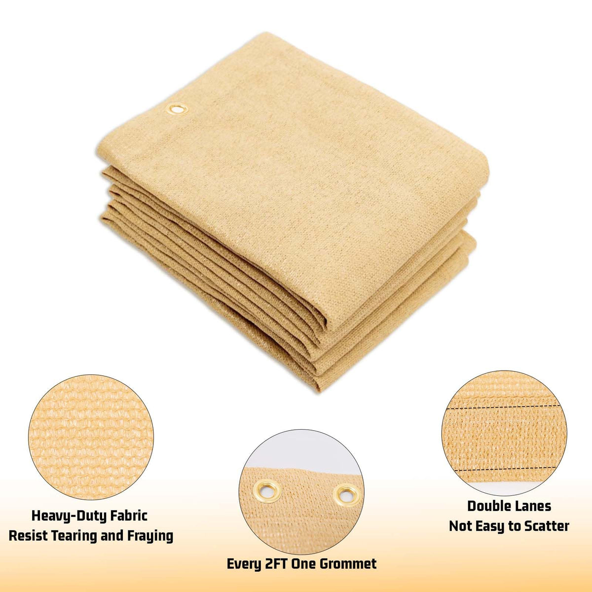 Sunny Guard shade cloth made of durable HDPE material for year-round use.