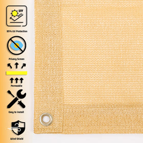 Sunny Guard shade cloth close-up with copper grommets for secure hanging.
