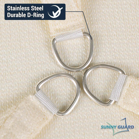 Breathable HDPE fabric of Sunny Guard shade sail on a warm day