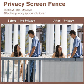 Sunny Guard wind screen outdoors with reinforced edges for durability.
