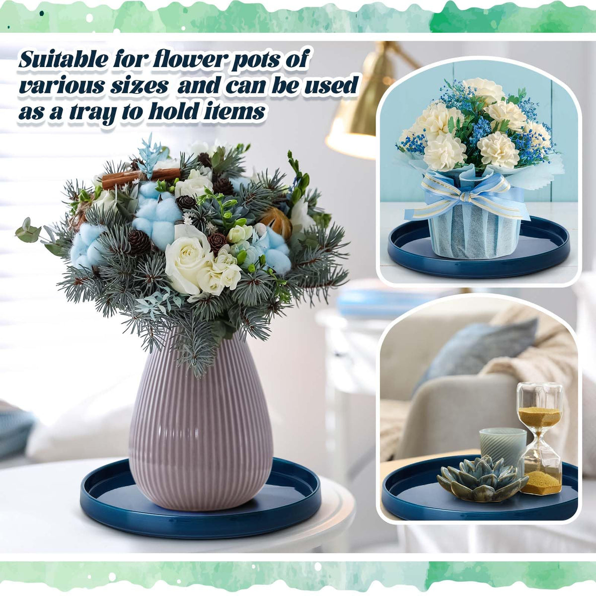 Sunnychicc 10-inch ceramic saucer provides sturdy support for diverse pot sizes.
