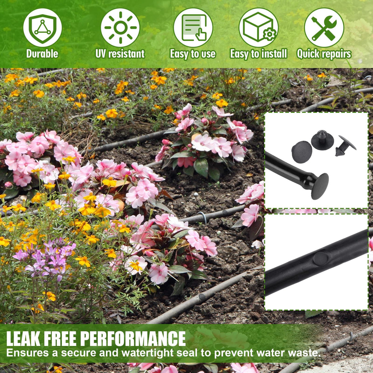 Sunnychicc 50-pack saves on repairs for drip irrigation systems.