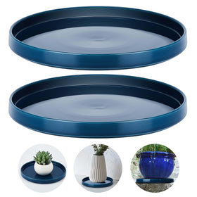 Sunnychicc blue glazed ceramic plant saucer, 10-inch, protects surfaces and highlights your pots.