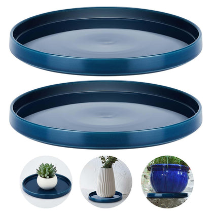 Sunnychicc blue glazed ceramic plant saucer, 10-inch, protects surfaces and highlights your pots.