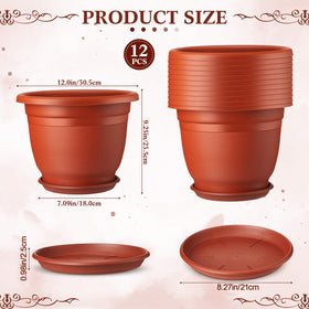 Sunnychicc brown plastic seedling pots, 12-inch diameter, durable for everyday use.