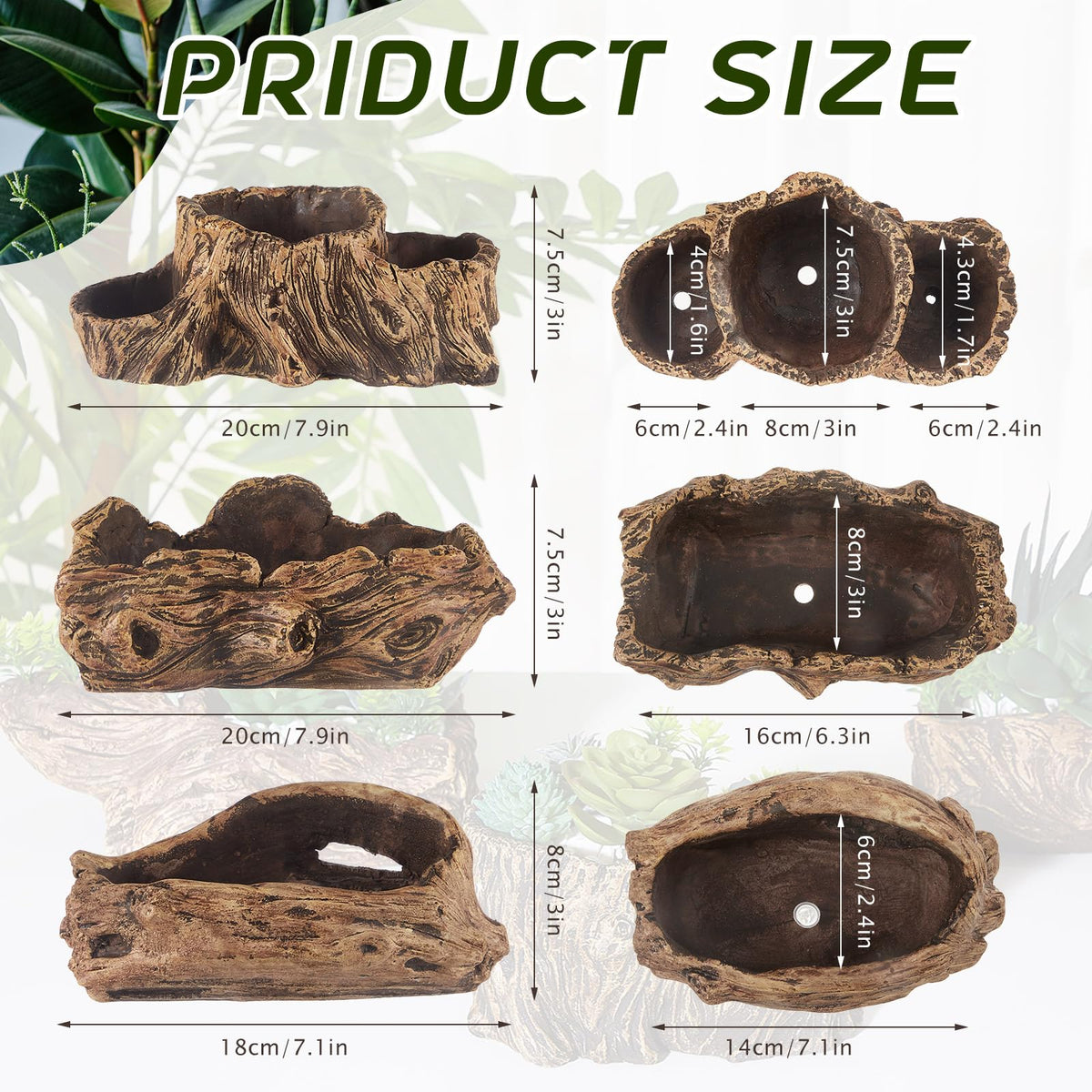 Sunnychicc concrete planter with driftwood design provides durable home for small plants.