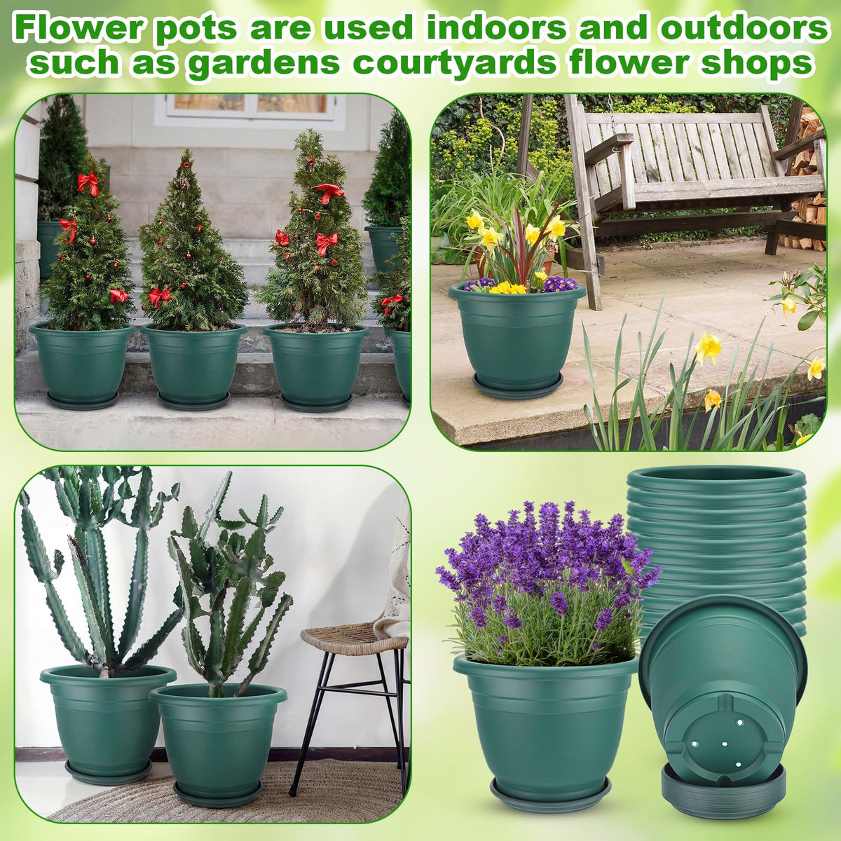Green Sunnychicc planters enhance porch, balcony, and living spaces.