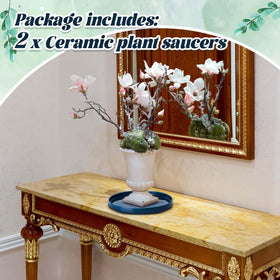Sunnychicc hand-painted glaze ceramic plant saucer adds an elegant touch to indoor or outdoor pots.