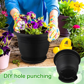 Sunnychicc indoor-outdoor plant container with saucer, versatile for any space.