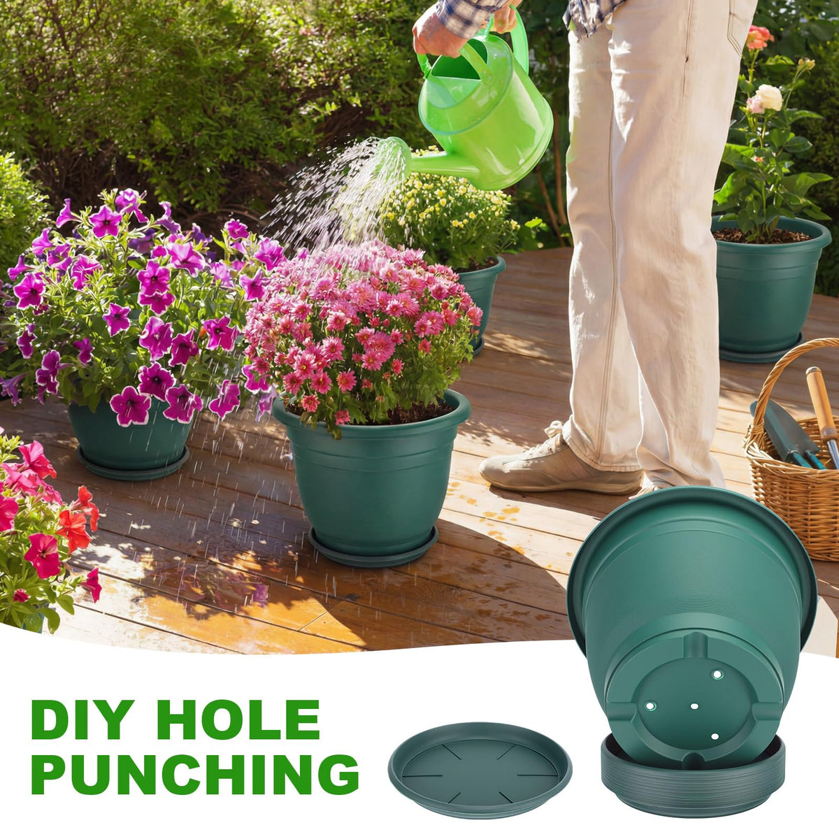 12-inch planter set with pallet for stable arrangement.