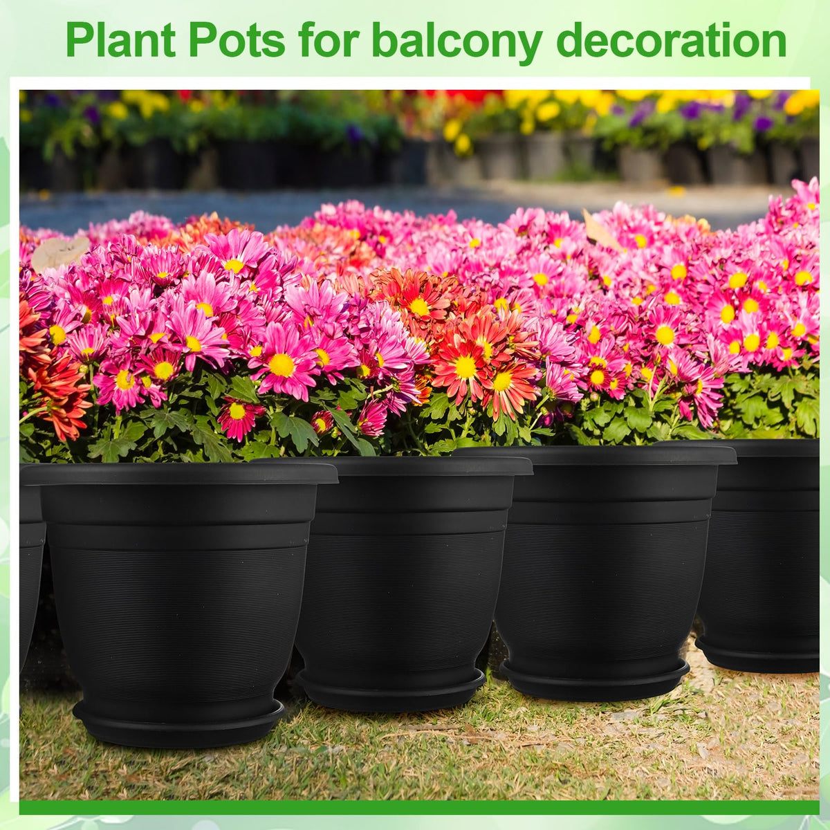Sunnychicc resin plant pot with saucer tray and overflow protection.