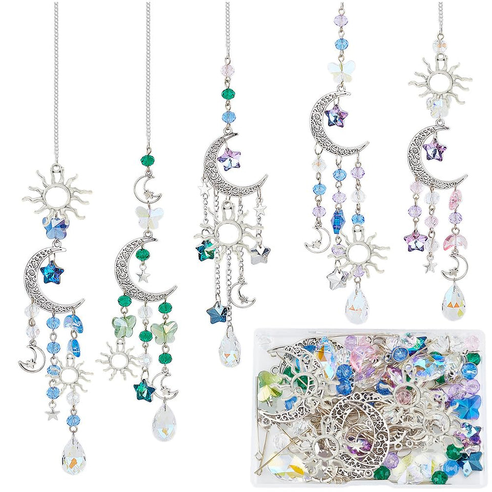 Sunnyclue sun catcher kit beads reflecting colorful light near a window