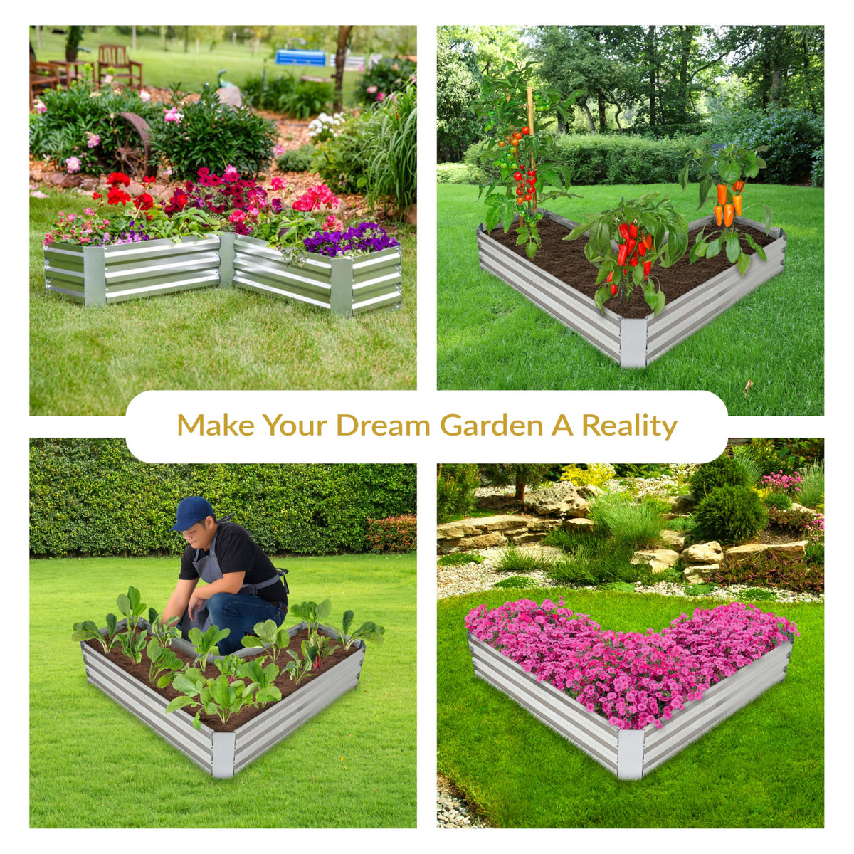 Sunnydaze 12-inch height provides comfortable planting for flowers and herbs
