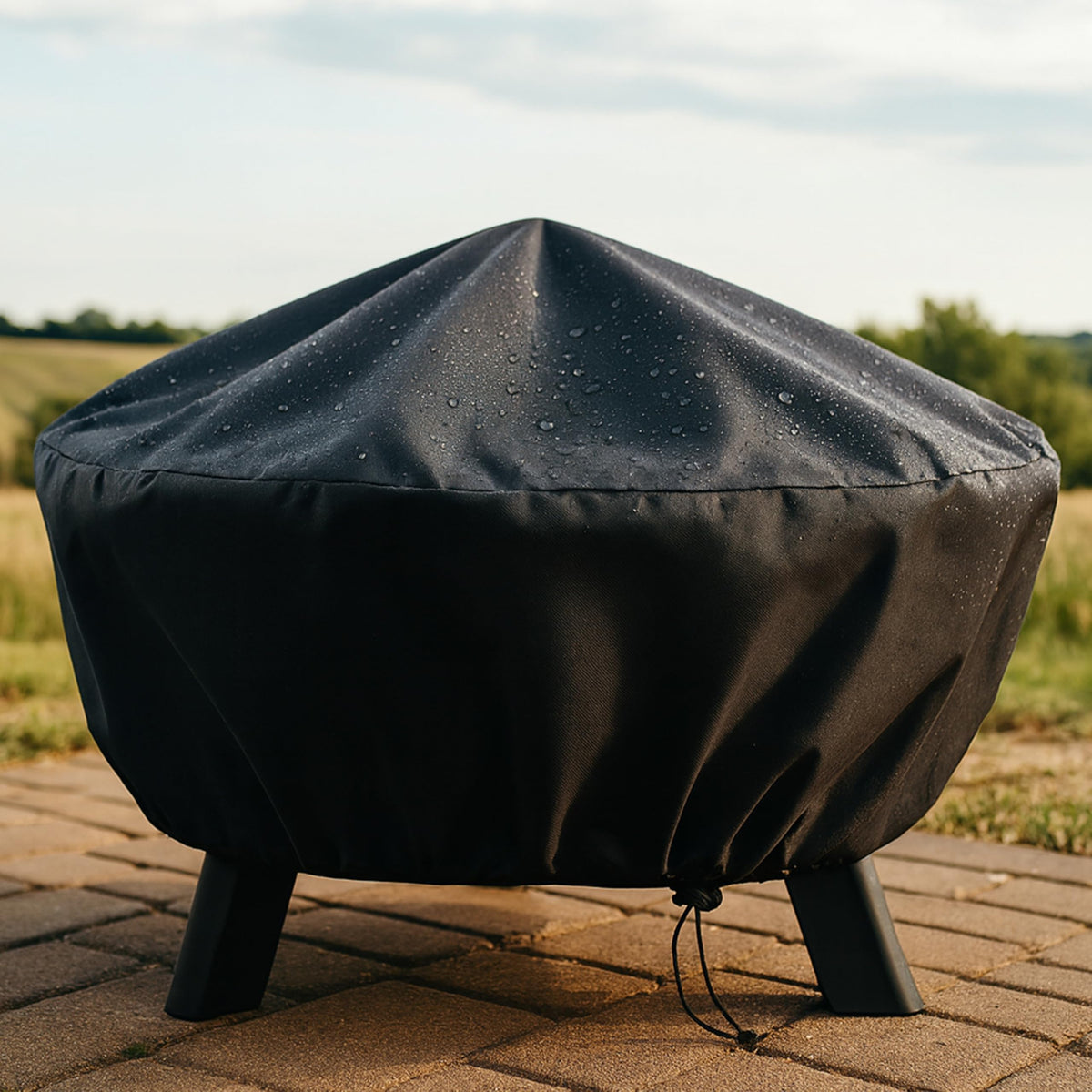 Sunnydaze 40-inch round fire pit protective cover for backyard use.