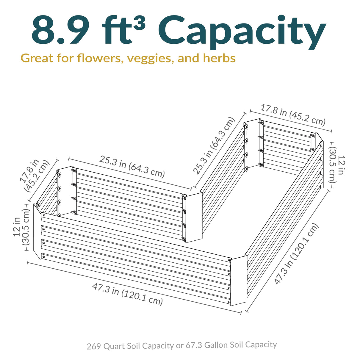 Sunnydaze 67.3-gallon soil capacity supports deep-rooting plants