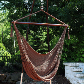 Indoor use of Sunnydaze Caribbean XL chair for sunroom or living space.