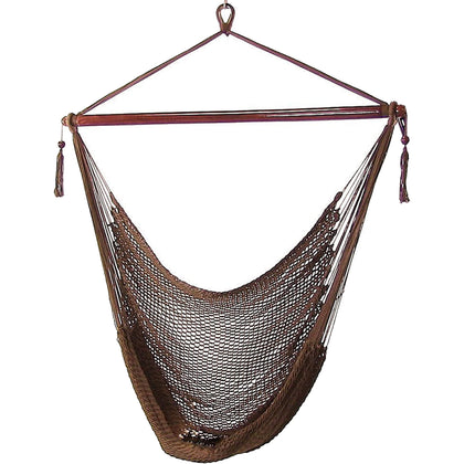 Sunnydaze Caribbean XL hammock chair mochas indoor lounge for cozy reading.