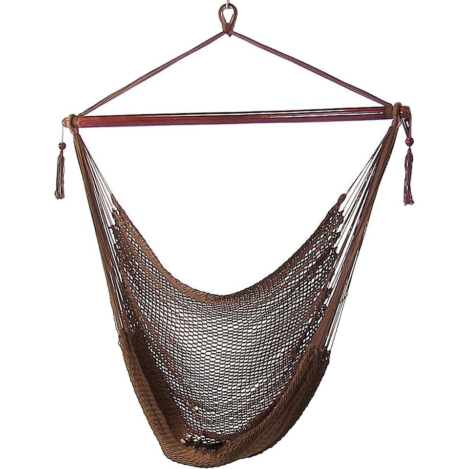 Sunnydaze Caribbean XL hammock chair mochas indoor lounge for cozy reading.