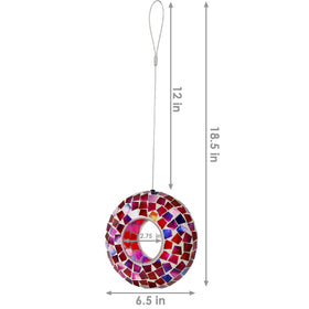 Sunnydaze Crimson Mosaic Bird Feeder two-sided filling feature