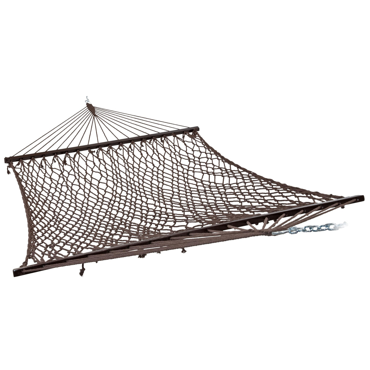 Sunnydaze Decor cotton rope hammock outdoor brown for two people.
