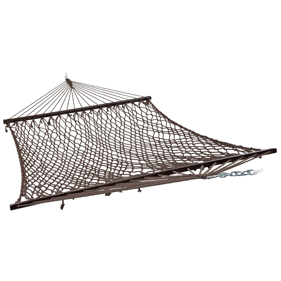 Sunnydaze Decor cotton rope hammock outdoor brown for two people.