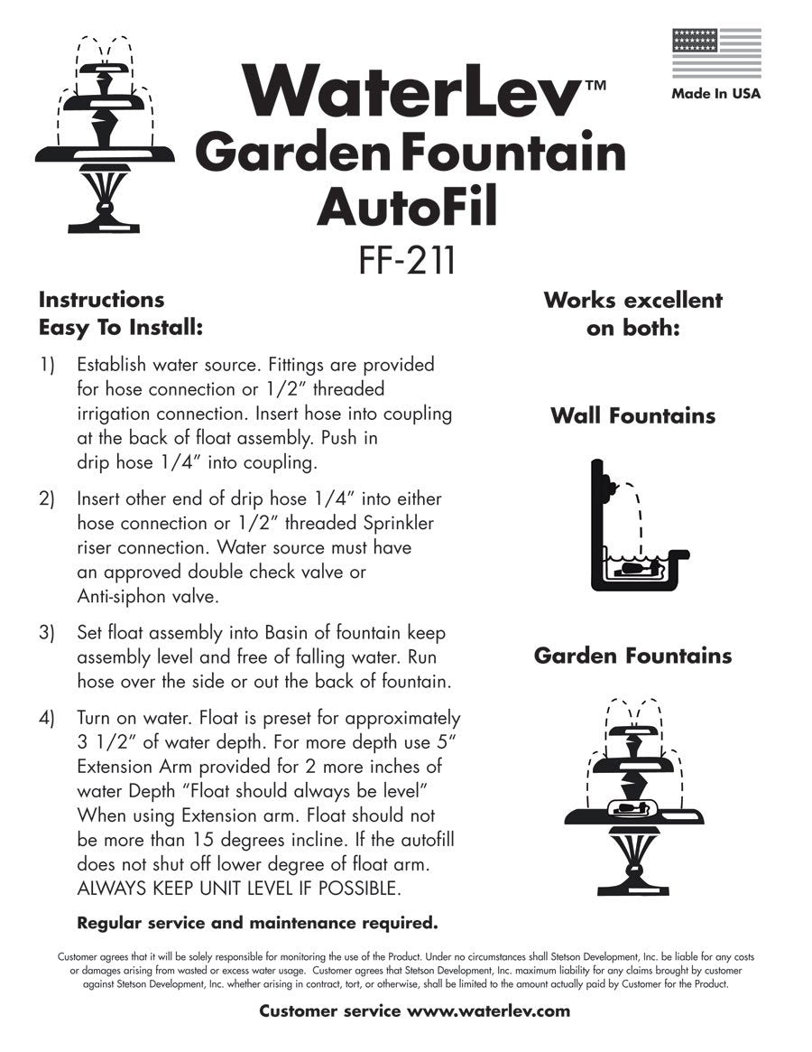 Sunnydaze float unit with a black stainless steel base demonstrates reliable fountain automation