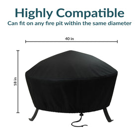 Sunnydaze fire pit cover with adjustable drawstring provides a secure, wind-resistant fit.