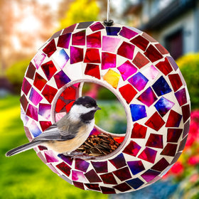 Sunnydaze Garden bird feeder displayed in yard