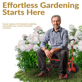 Sunnydaze garden cart swivel-seat for effortless reach during tasks.