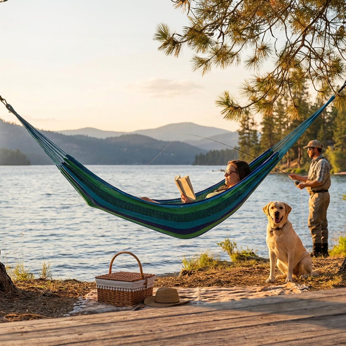Sunnydaze hammock suitable for indoor or outdoor use, offering versatile placement.
