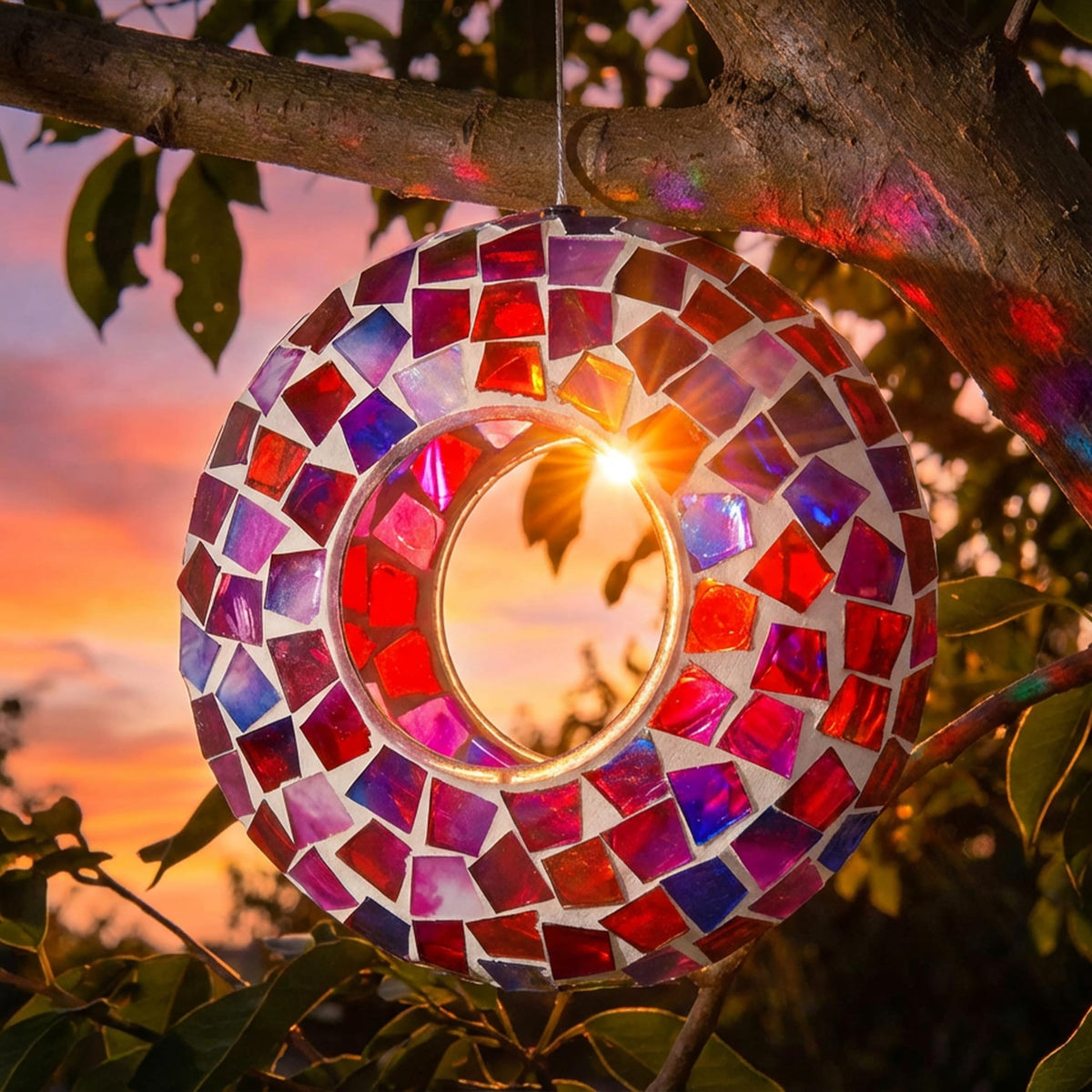 Sunnydaze Reflective mosaic detail on the feeder surface