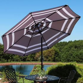 Sunnydaze 9ft navy stripe umbrella base compatibility with standard stands