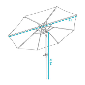 Sunnydaze 9ft navy stripe umbrella pole and ribs offer sturdy support