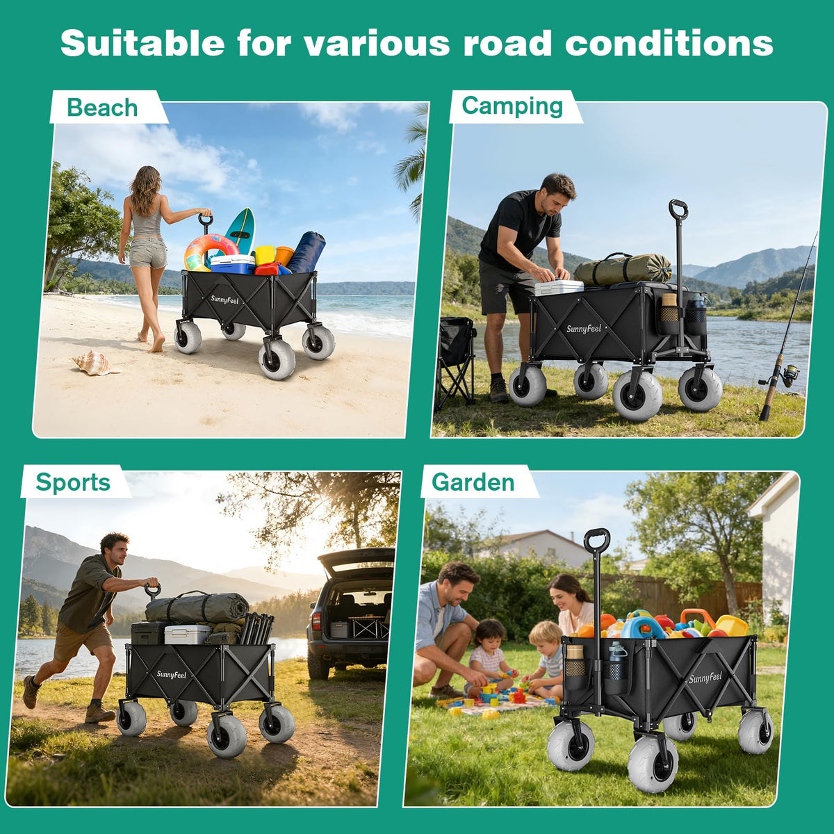 SunnyFeel portable wagon stores easily in car trunk.
