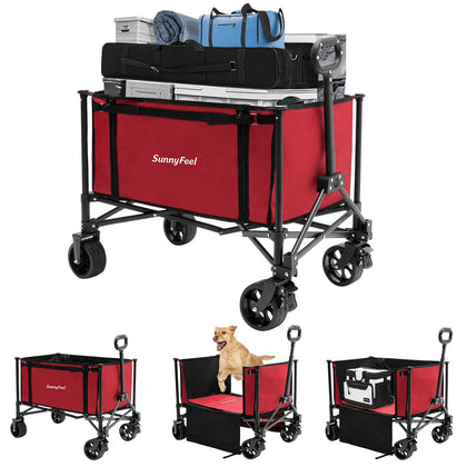 SUNNYFEEL collapsible wagon shows compact fold for easy storage and quick setup.